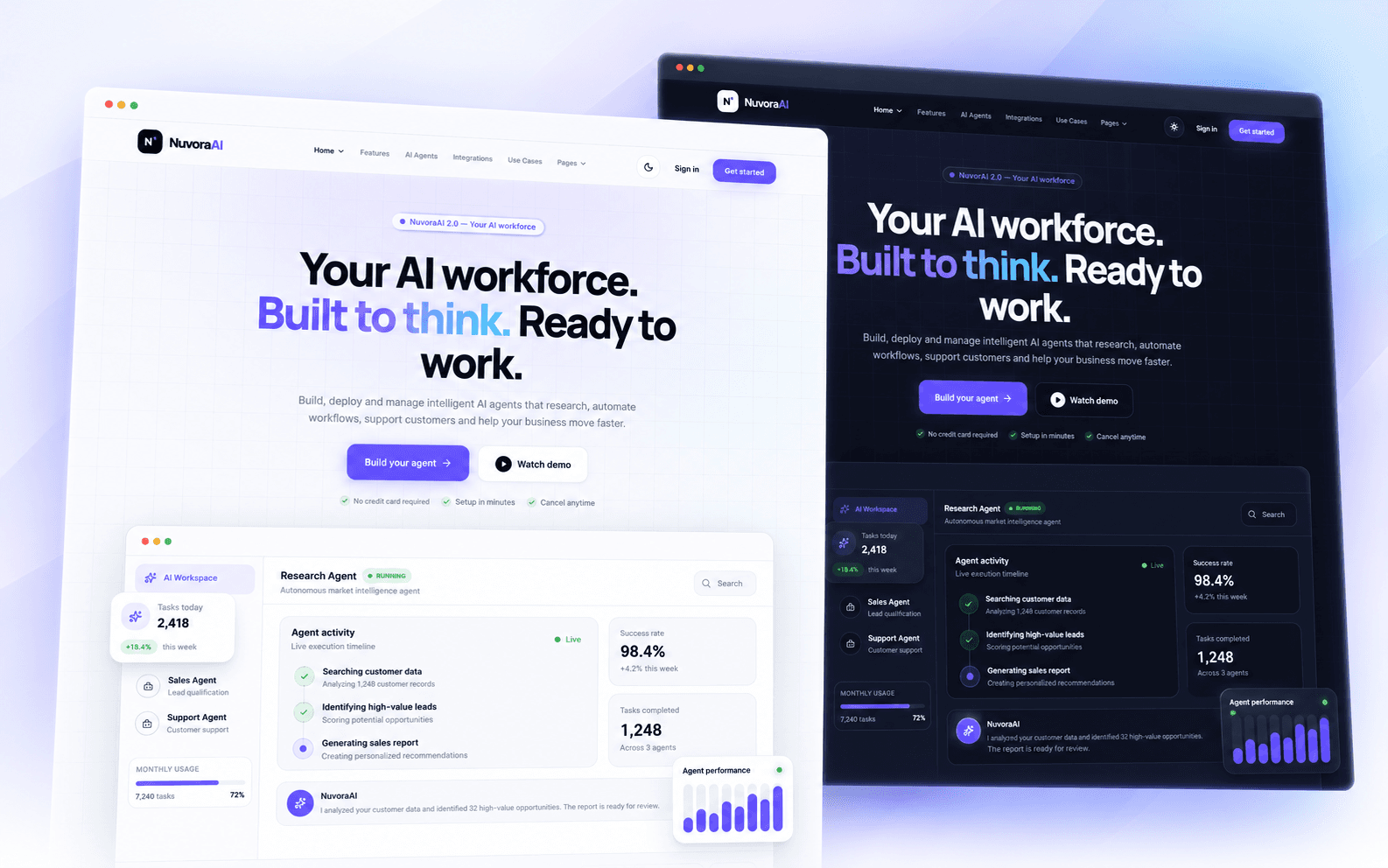 AI SaaS homepage preview